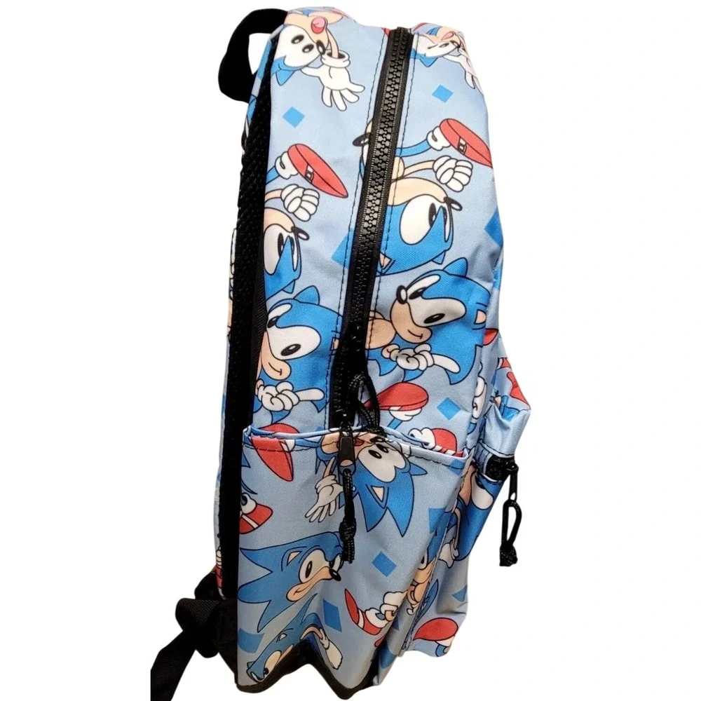 Sonic the Hedgehog Backpack Kids Blue Excellent All Over Print Gamer School Bag
